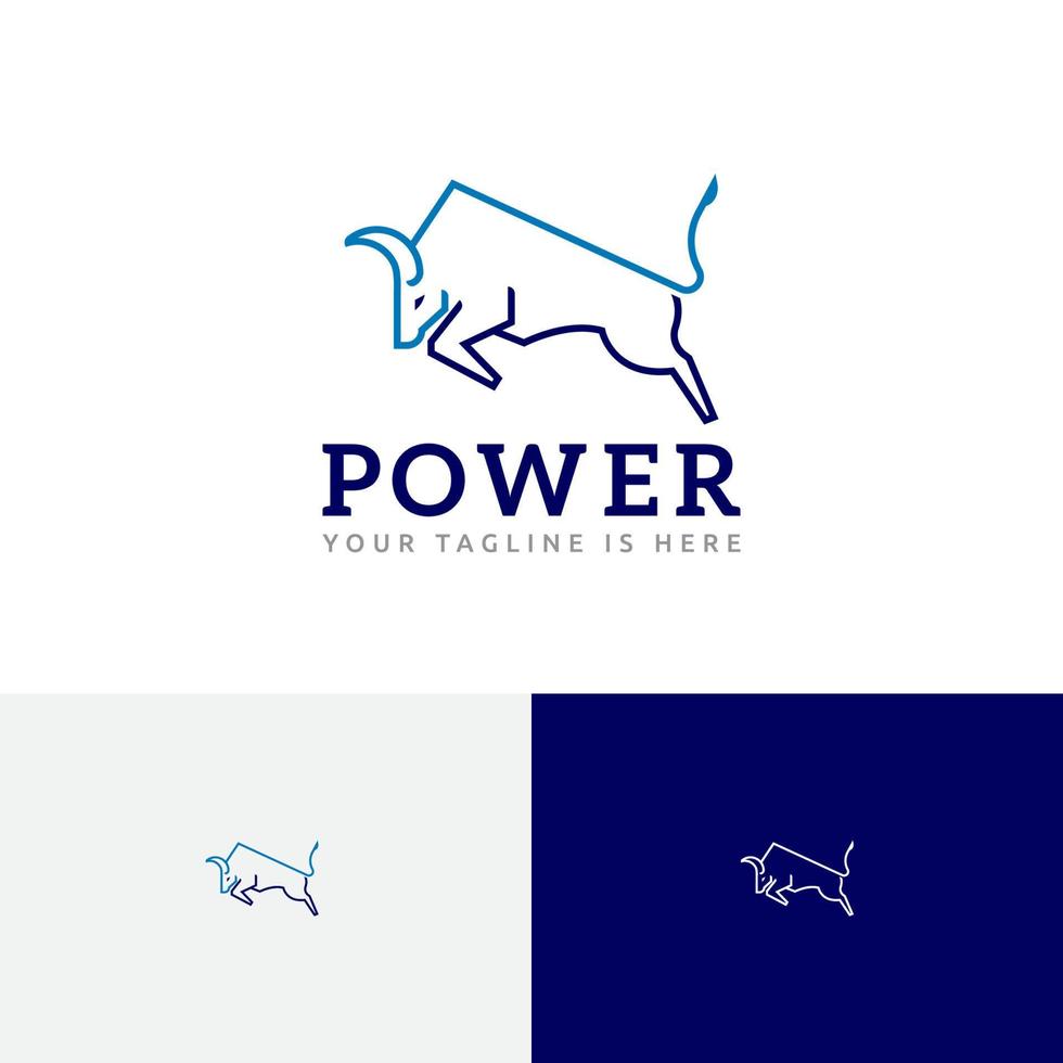 Power Run Jump Bull Taurus Butting Line Logo vector