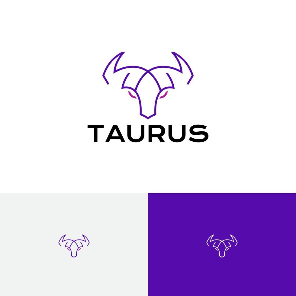 Horned Animal Bull Taurus Goat Monoline Logo vector