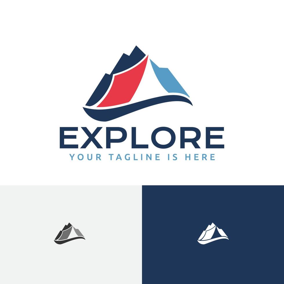 Mountain Camping Peak Summit Nature Explore Adventure Logo vector