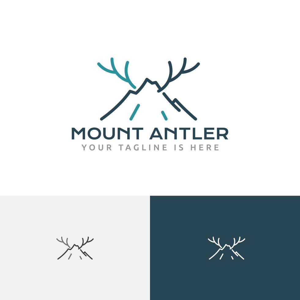 Mount Antler Deer Horns Mountain Nature Adventure Line Logo vector