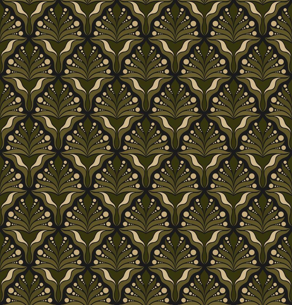SEAMLESS VECTOR BACKGROUND IN ART NOUVEAU STYLE WITH GREEN PLANT ELEMENTS