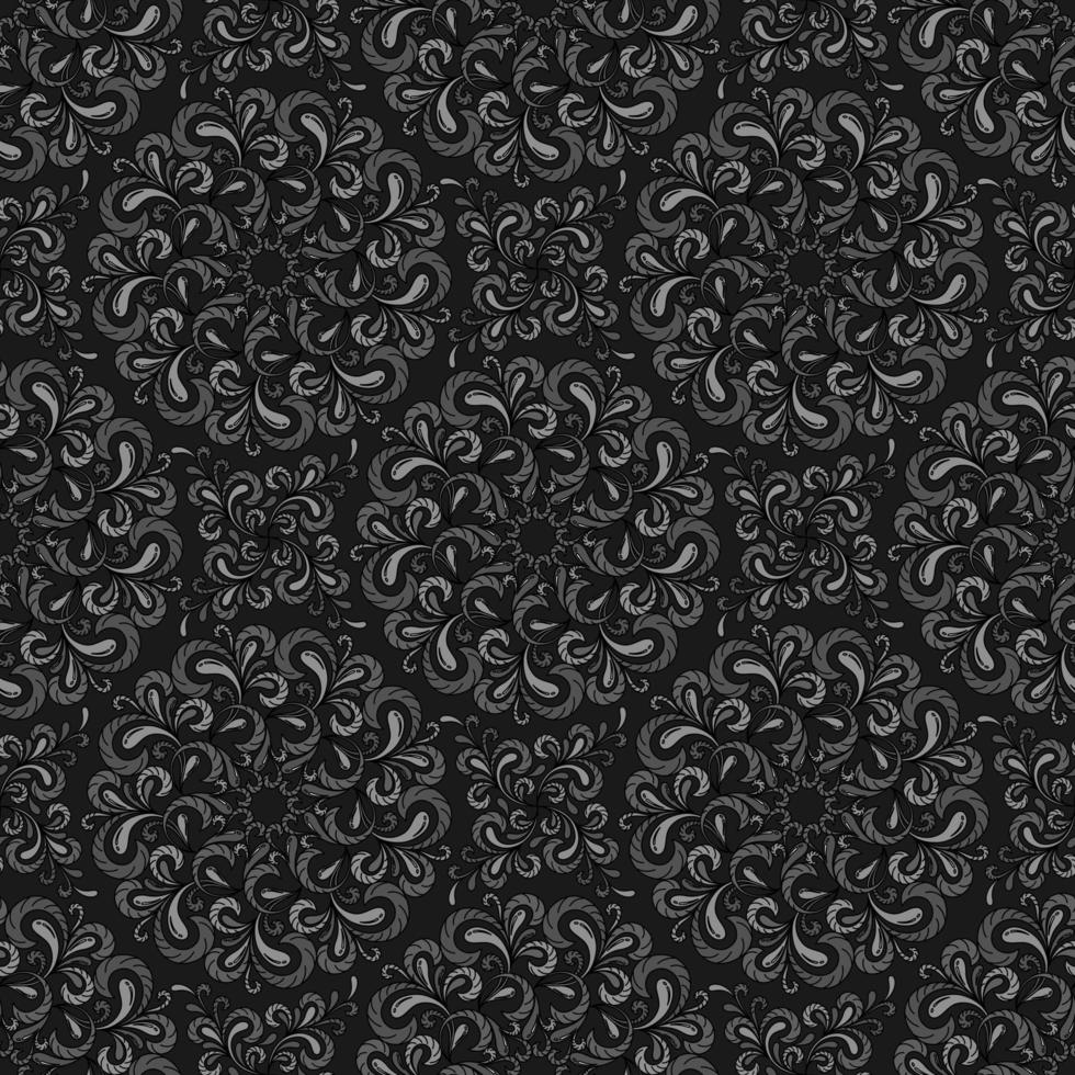 BLACK SEAMLESS VECTOR BACKGROUND WITH ROUND MONOGRAMS