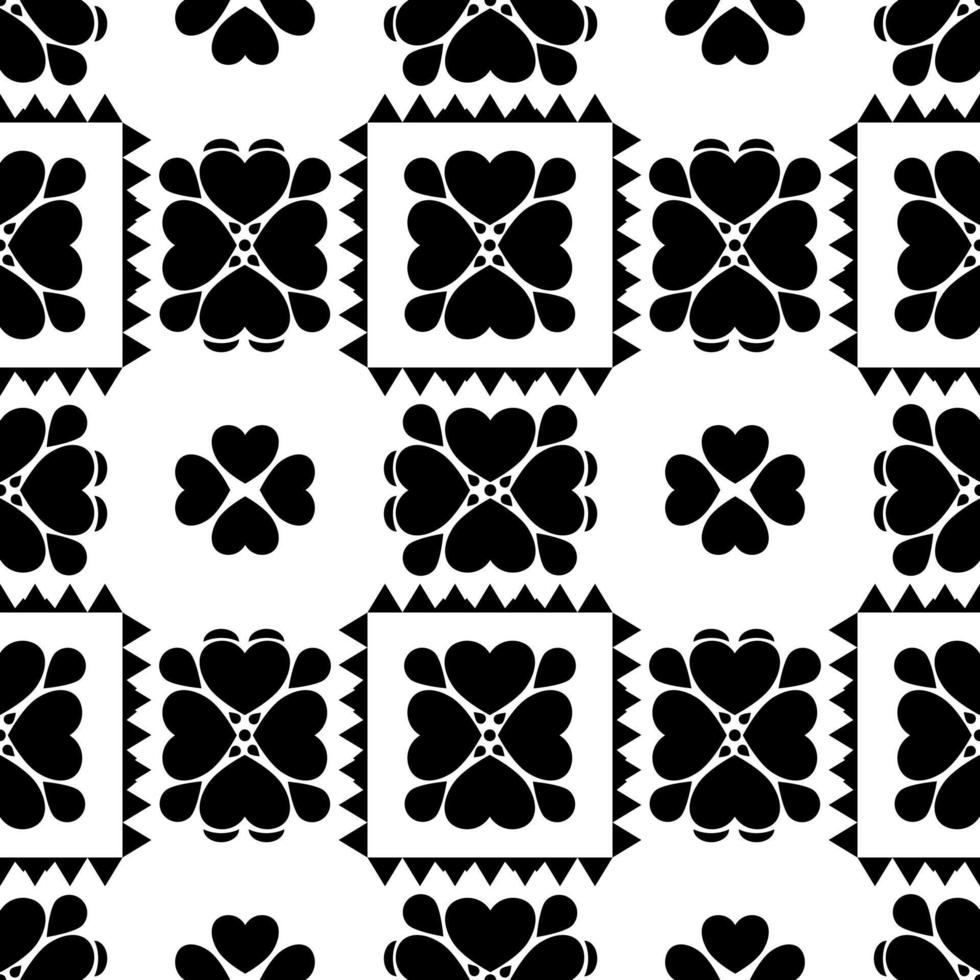 Seamless pattern, black and white, hearts shape vector
