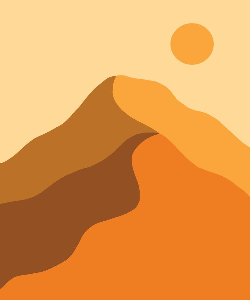 abstact wavy shapes mountain and hills landscapes, vector illustration scenery in earthy and terracotta color palette