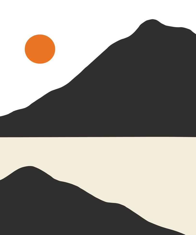 abstact wavy shapes mountain and hills landscapes, vector illustration scenery in earthy and terracotta color palette