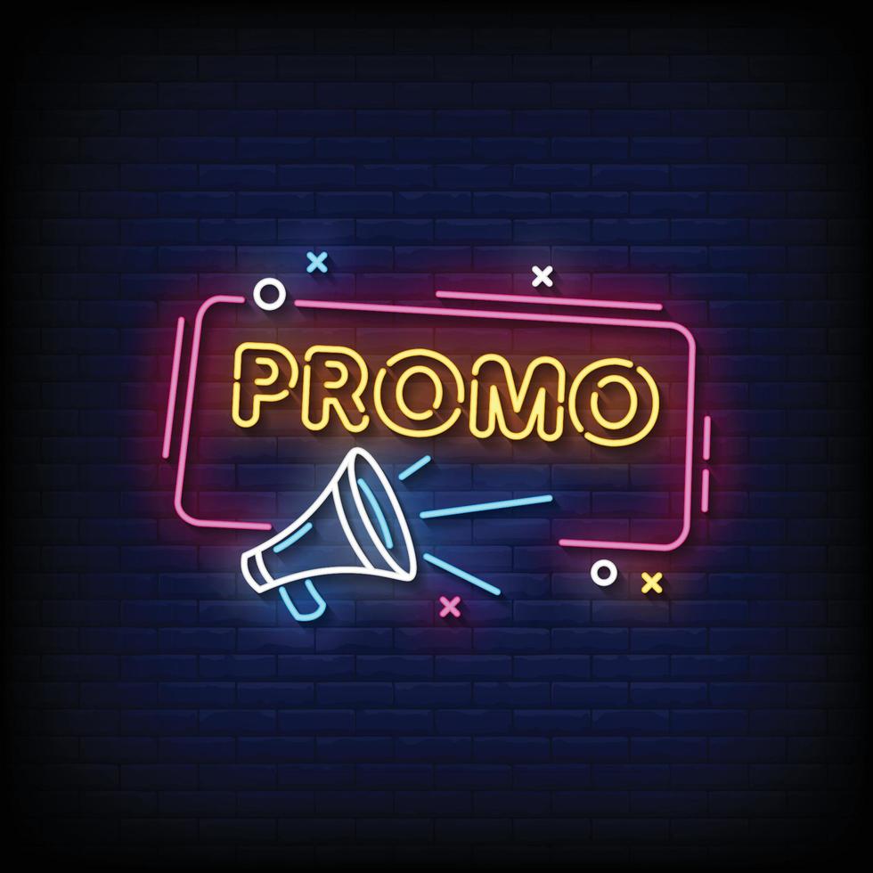 Neon Sign promo with Brick Wall Background Vector