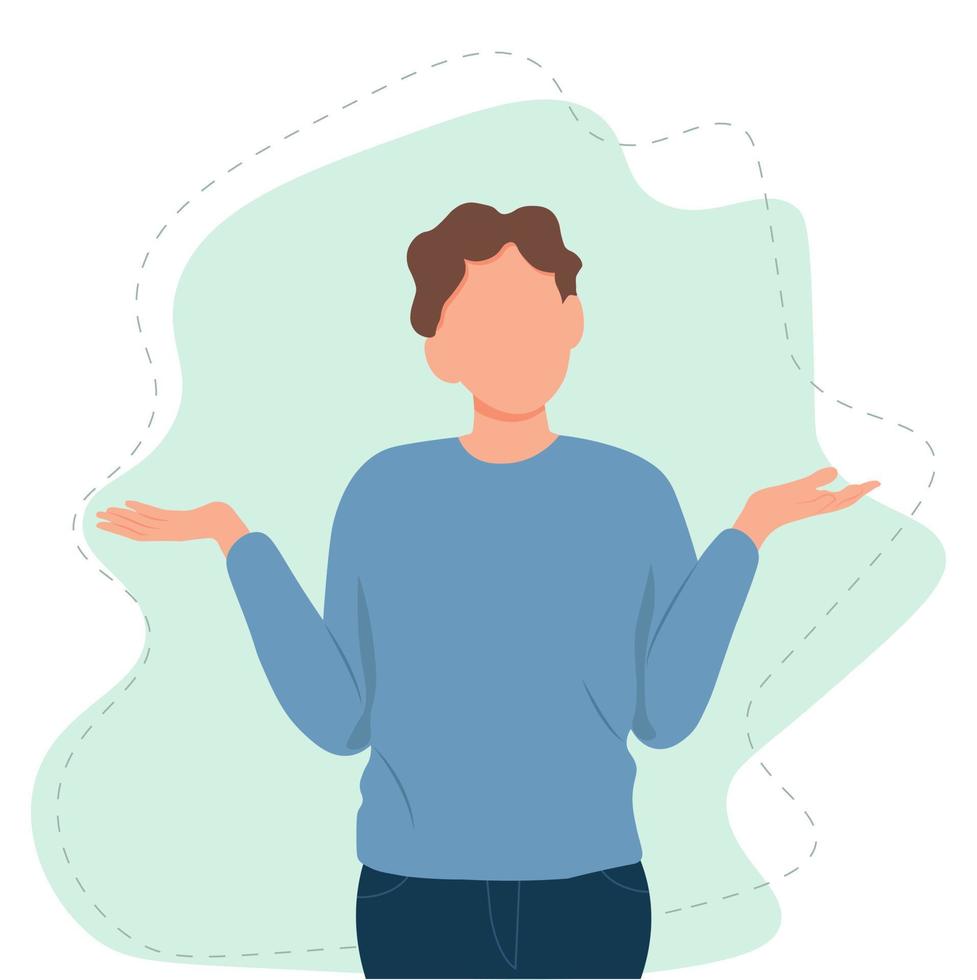 Man shrugging with a curious expression vector