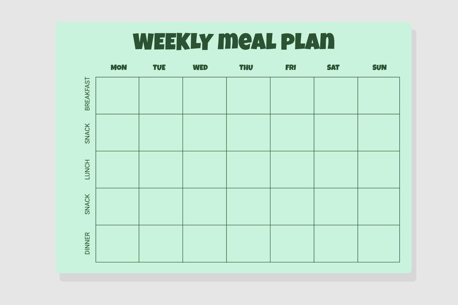 Weekly Menu Meal planner vector