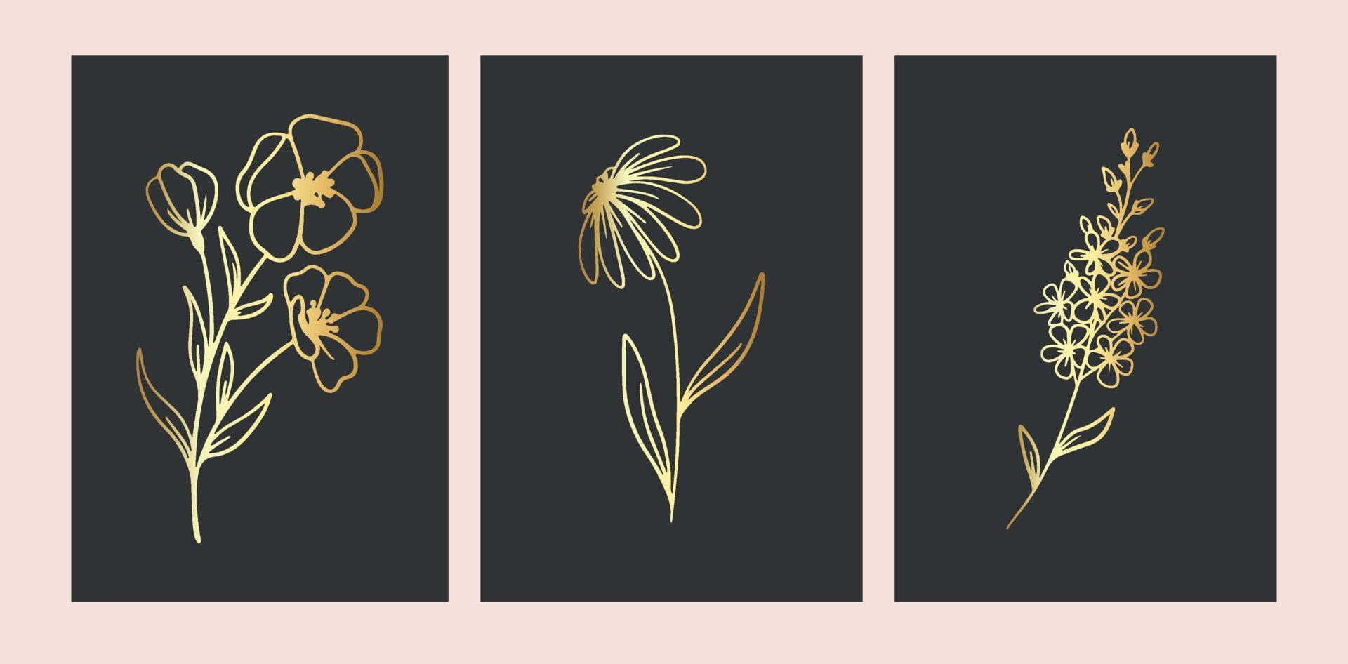 Set of tropical gold leaves vector