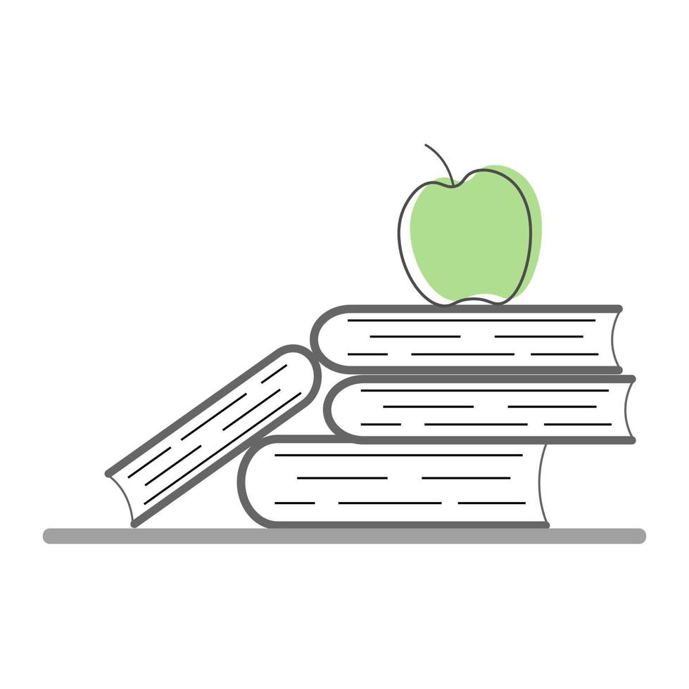 Stack of books with apple vector