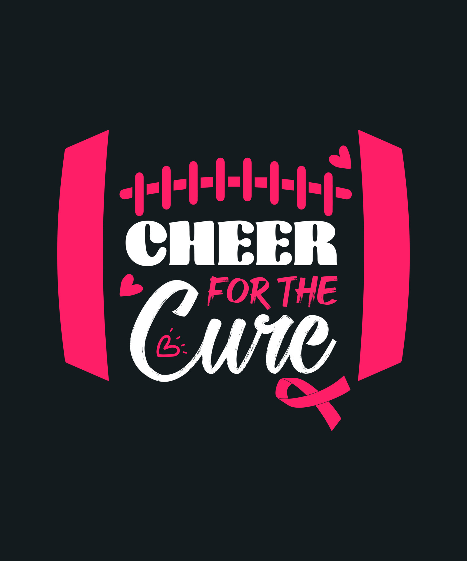 Breast Cancer Awareness Cheer For The Cure Pink T-Shirt 9431990 Vector