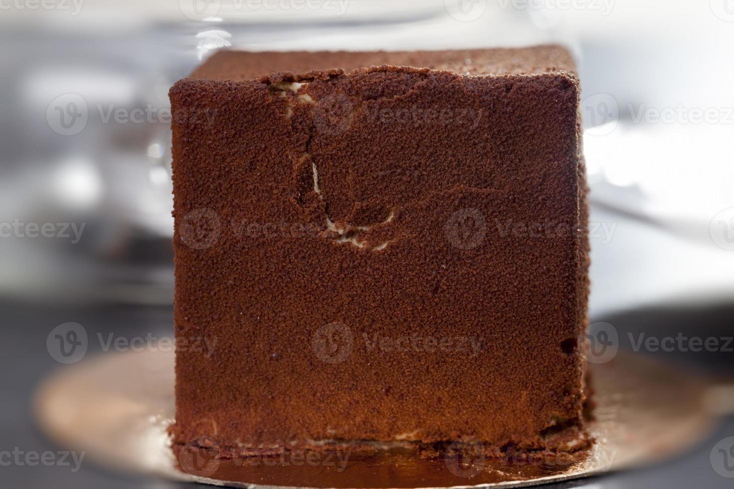 chocolate cake in the shape of a cube photo