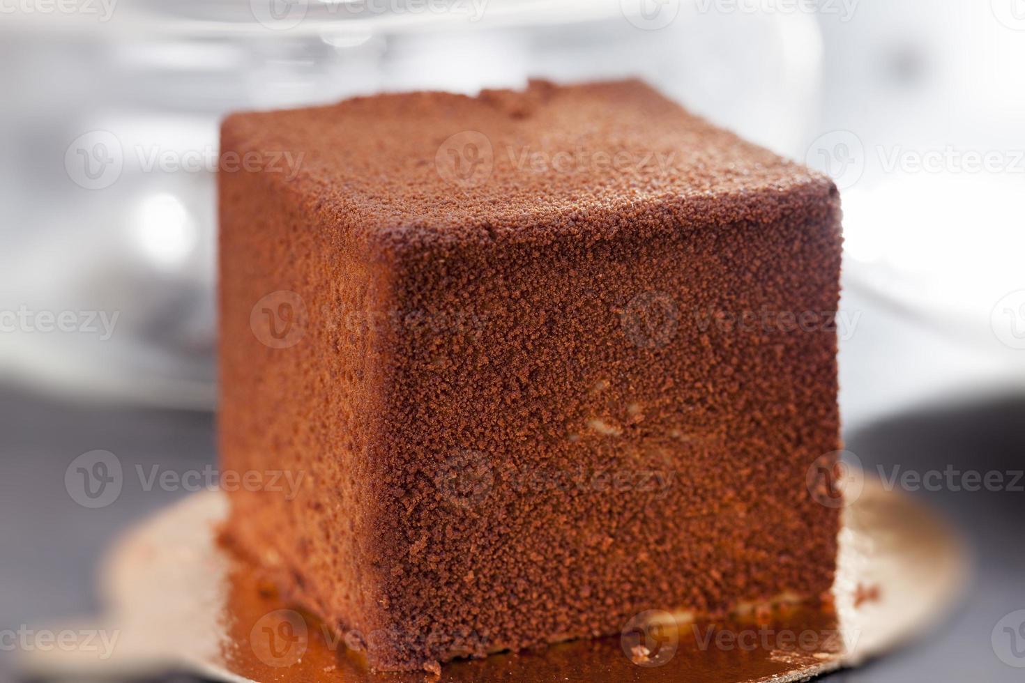chocolate cake in the shape of a cube photo
