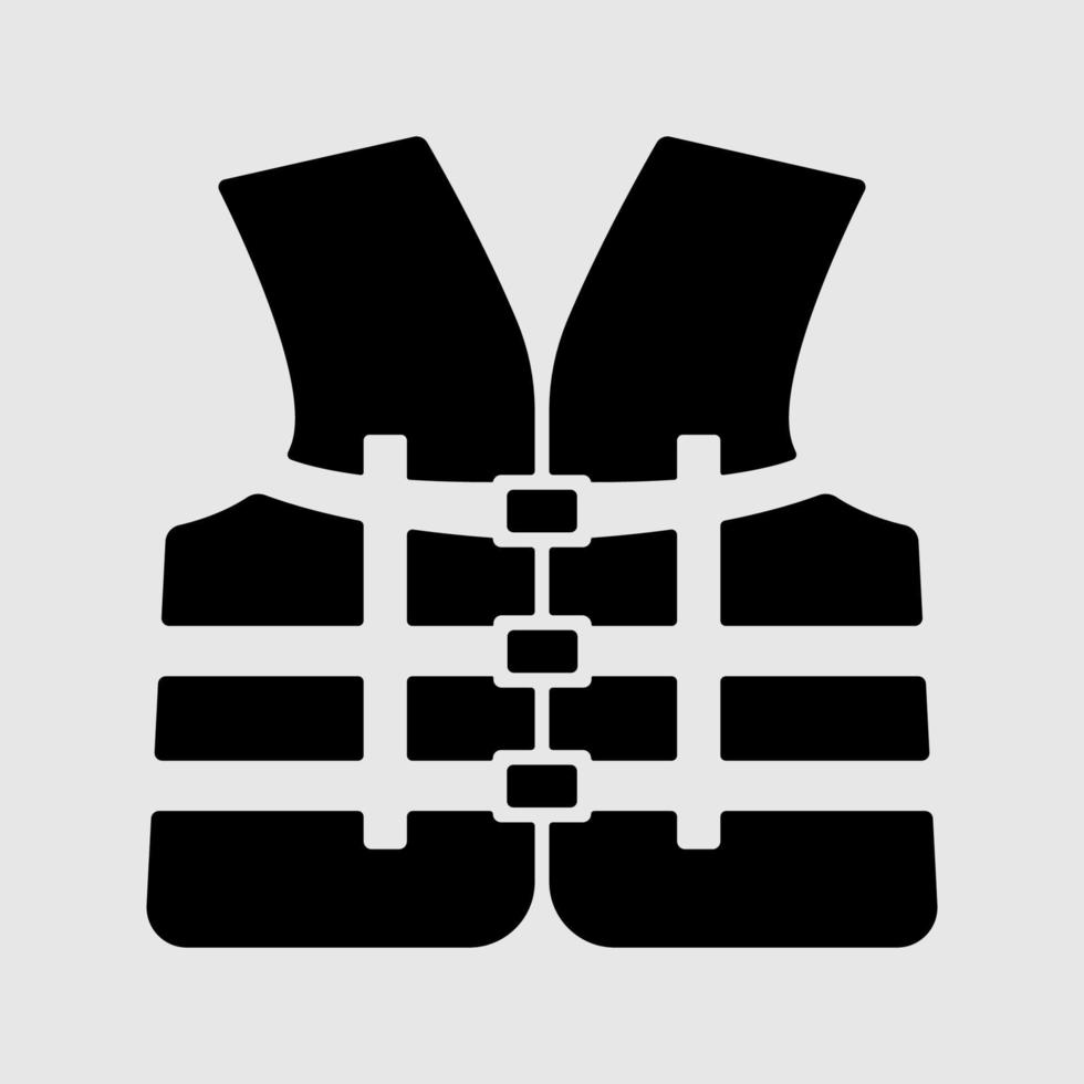 Life Jacket Silhouette, Life Vest Black and White Illustration. vector