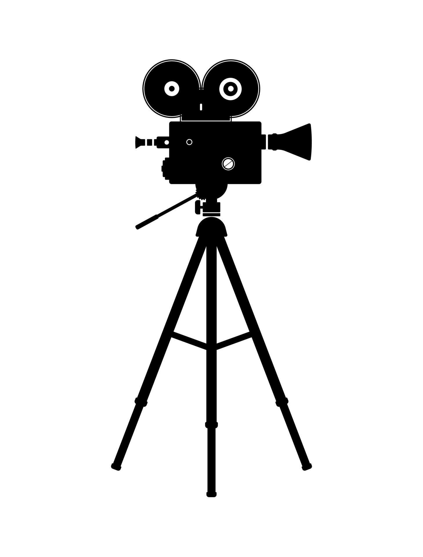 Movie Film Camera Silhouette, Video projector Icon Illustration