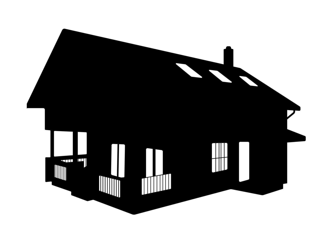 Wooden house Silhouette, Shack Chalet House Illustration. vector