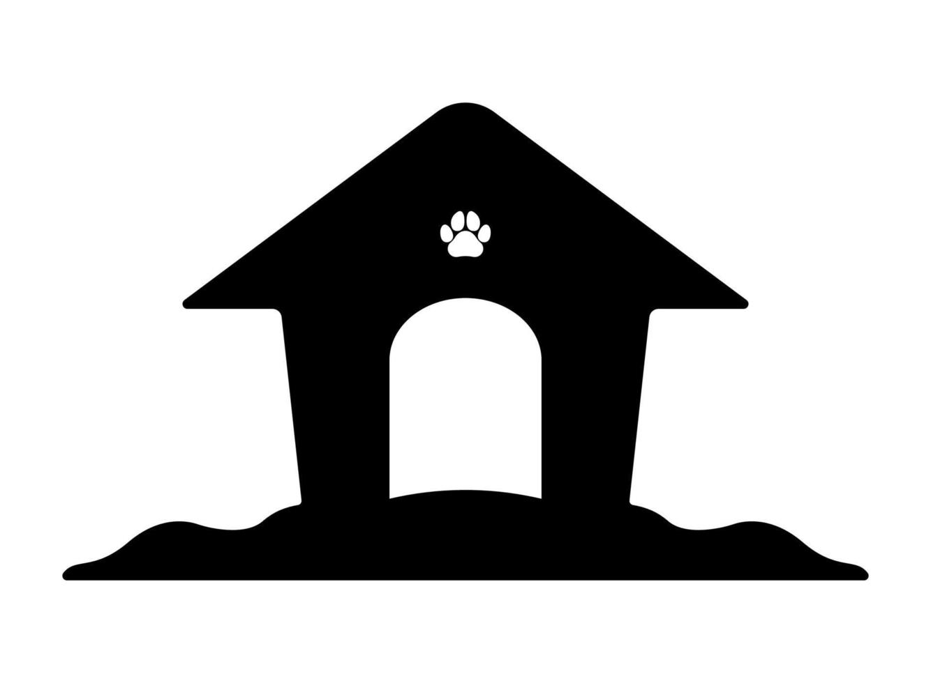 silueta de la casa del perro, ilustración del refugio del hogar del animal doméstico. vector