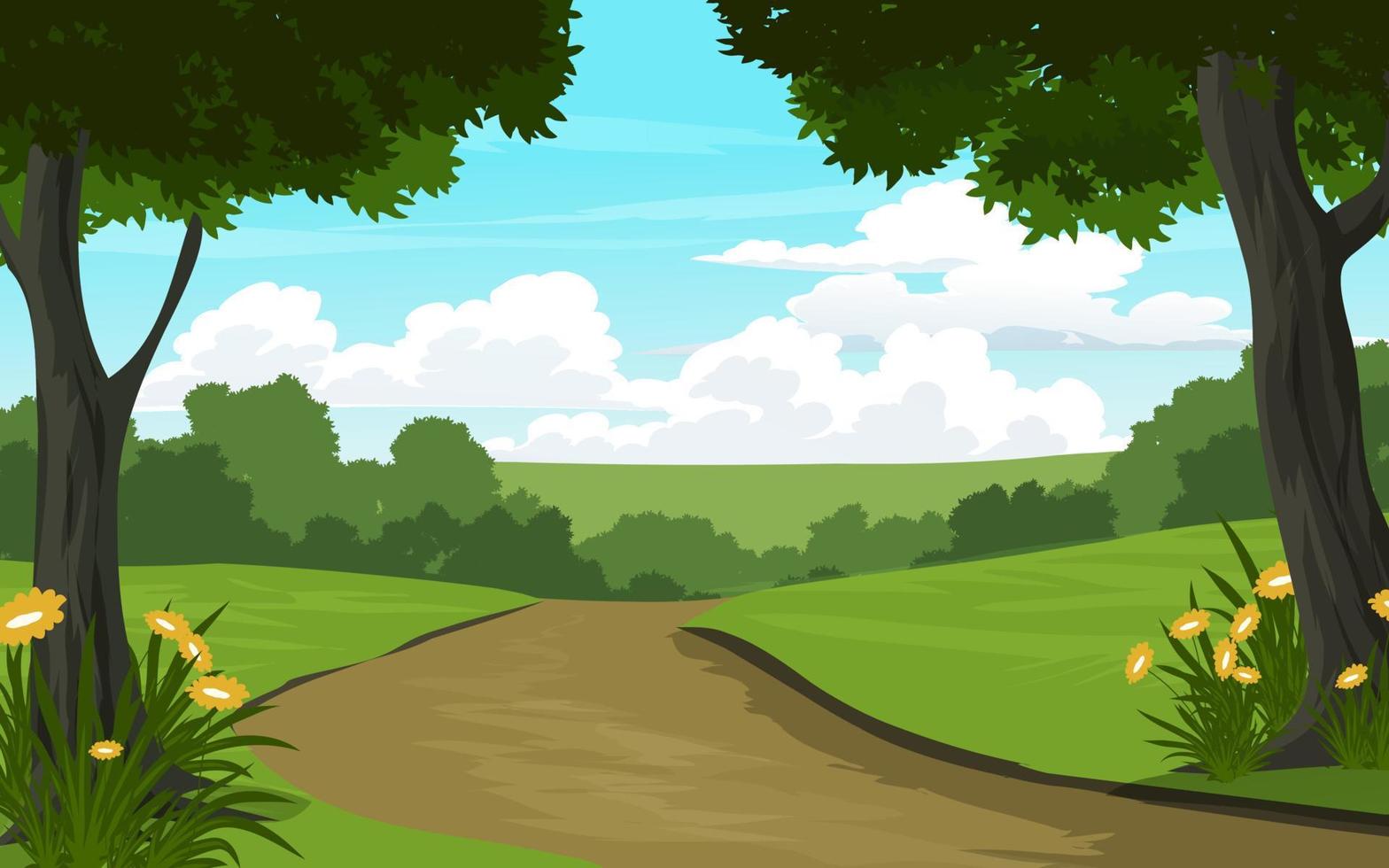 Rural landscape with road and forest vector
