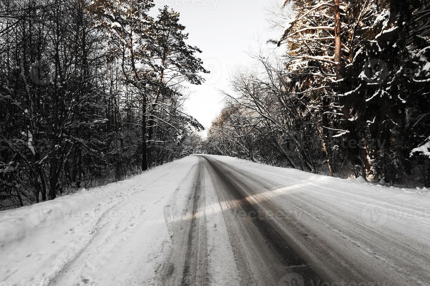 camino de invierno con nieve foto