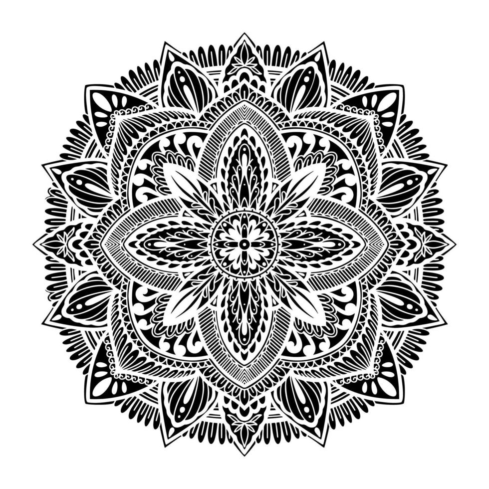 Graphic round traditional mandala abstract  isolated in white background.Boho indian shape.Ethnic oriental style. vector