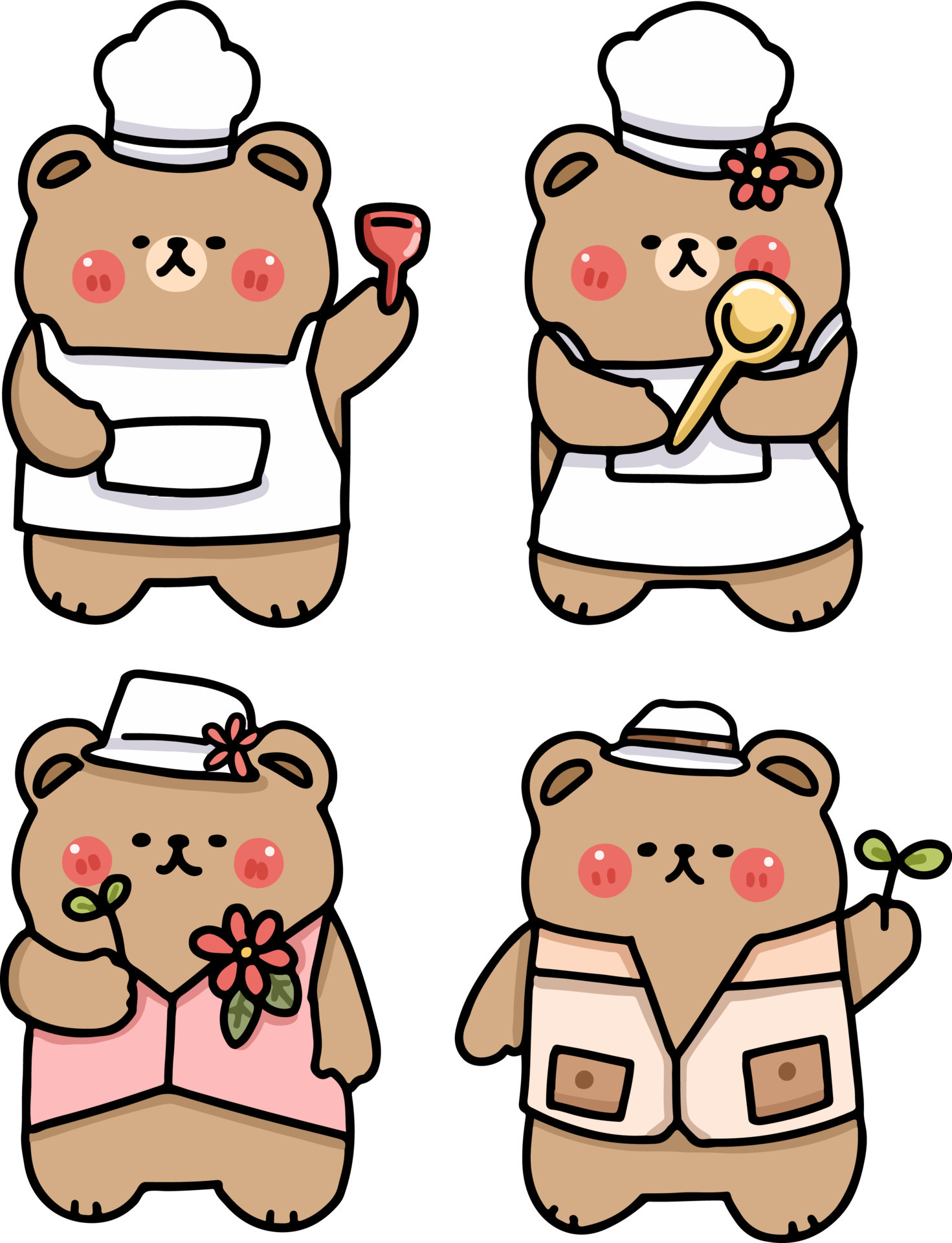 set cartoon character cute bear, chef and camping concept, flat and doodle illustration 9433340 Vector Art at Vecteezy set cartoon character cute bear, chef and camping concept, flat and doodle illustration 9433340 Vector Art at Vecteezy