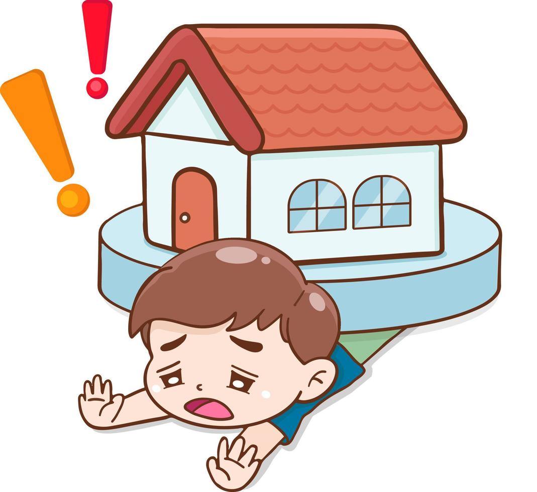 cartoon character man with home loan financial and debt concept, flat illustration vector