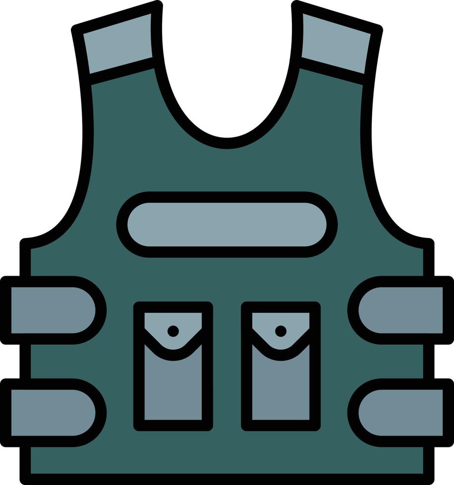Bulletproof Jacket Line Filled vector