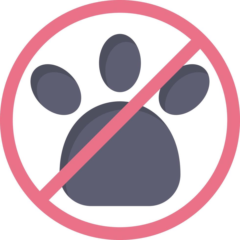 no se permiten mascotas icono plano vector