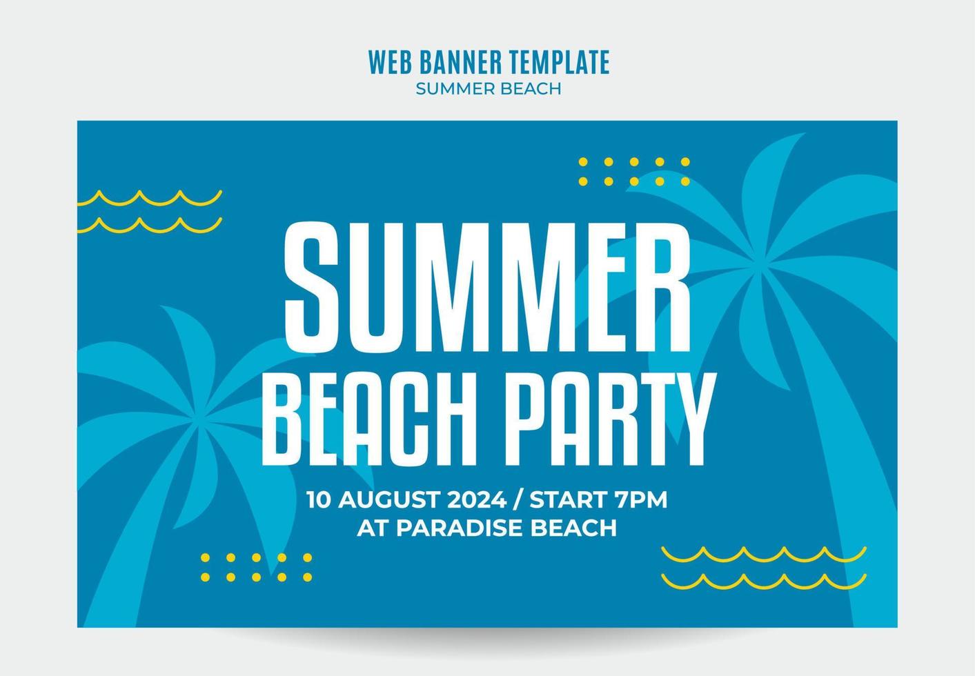 día de verano - banner web de fiesta en la playa para afiche de medios sociales, banner, área espacial y fondo vector