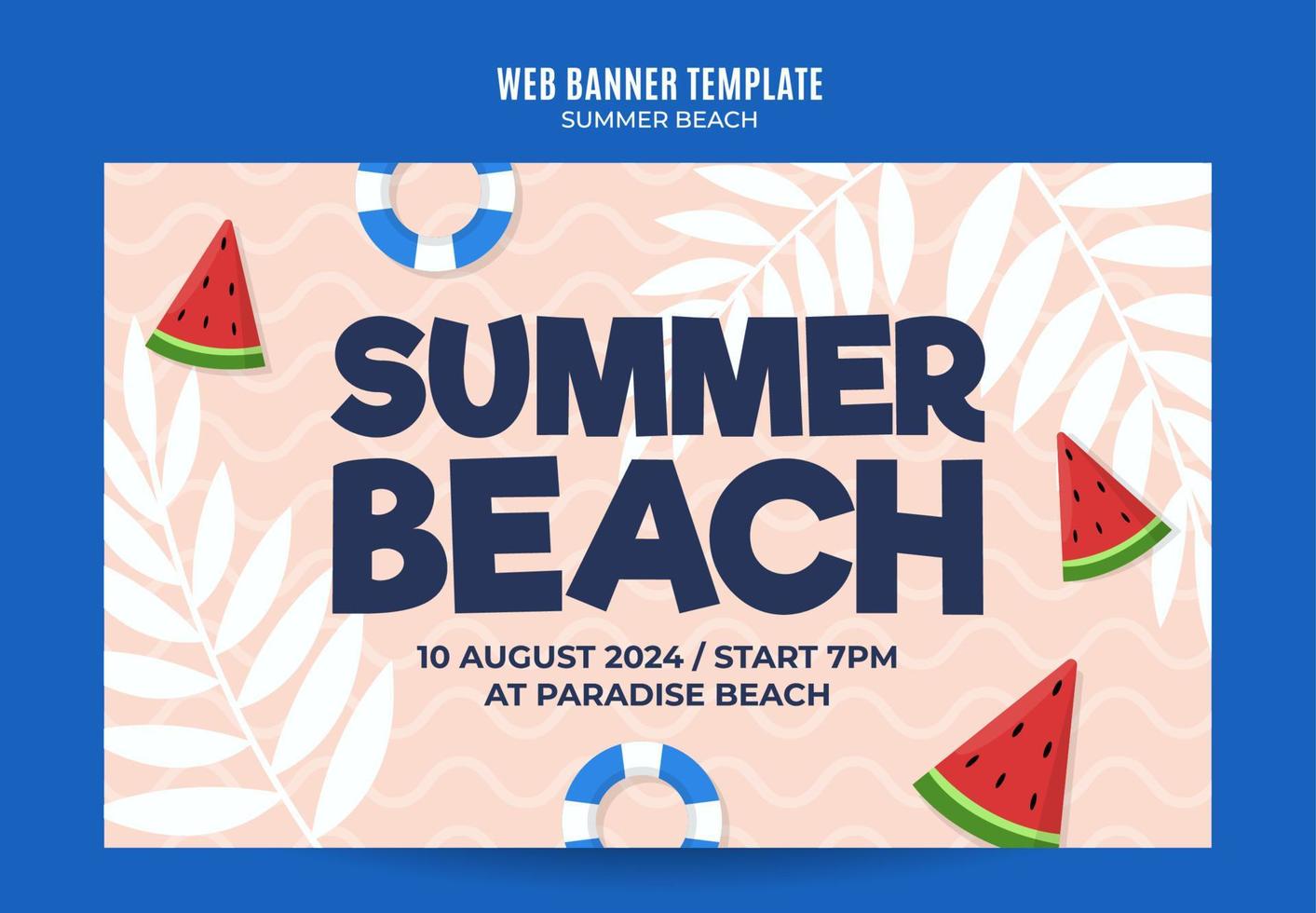Summer Day - Beach Party Web Banner for Social Media Poster, banner, space area and background vector
