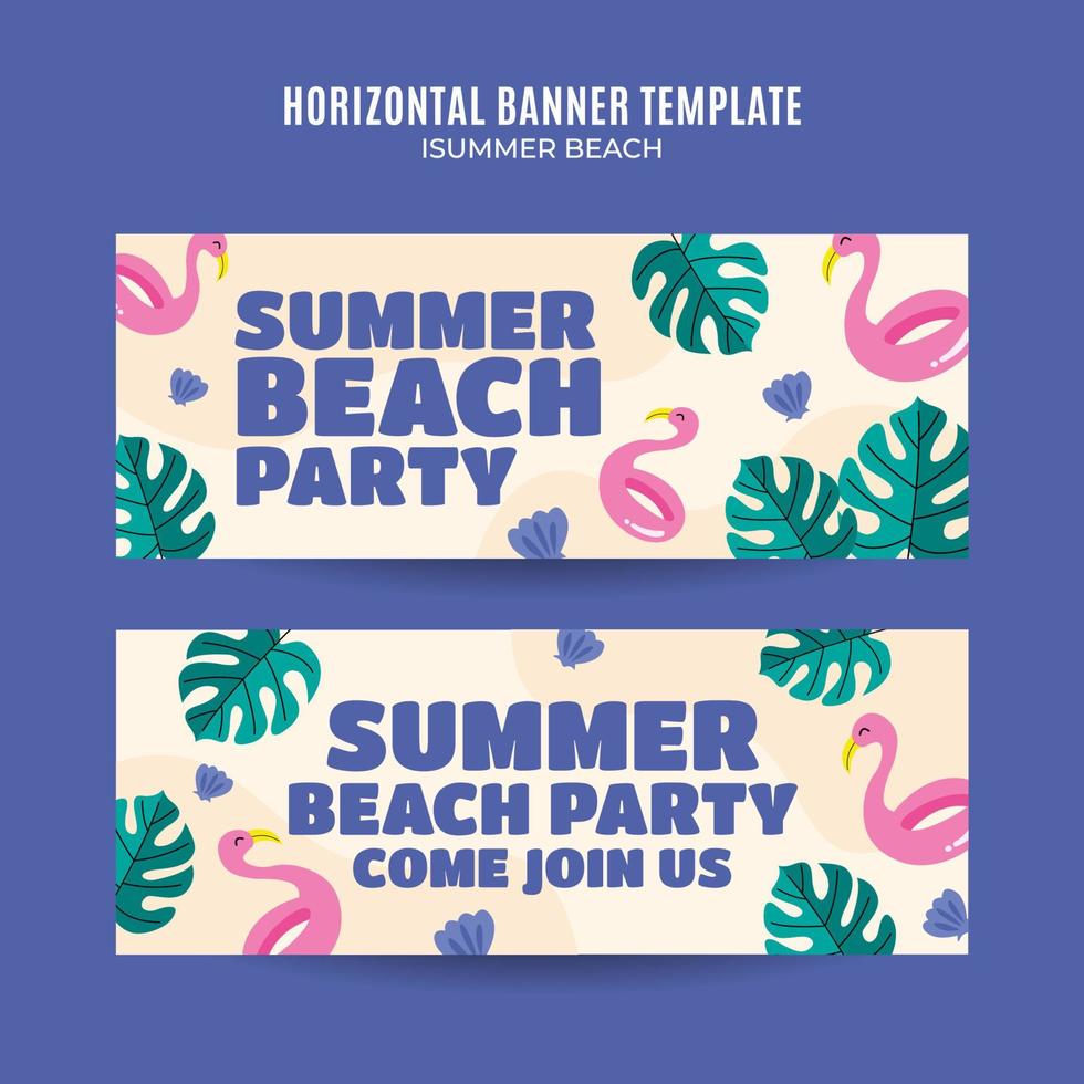 Summer Day - Beach Party Web Banner for Social Media Horizontal Poster, banner, space area and background vector