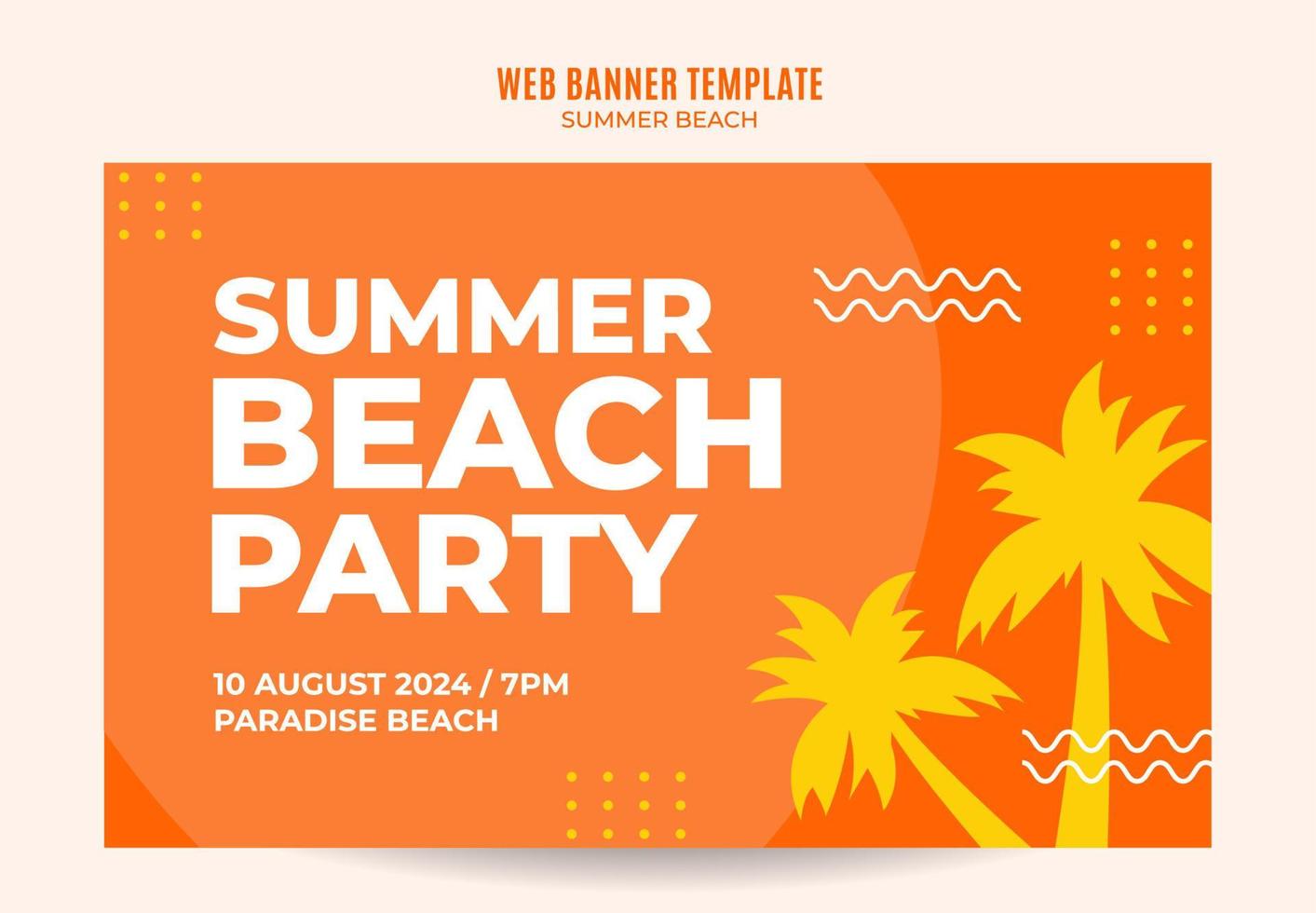 Summer Day - Beach Party Web Banner for Social Media Poster, banner, space area and background vector