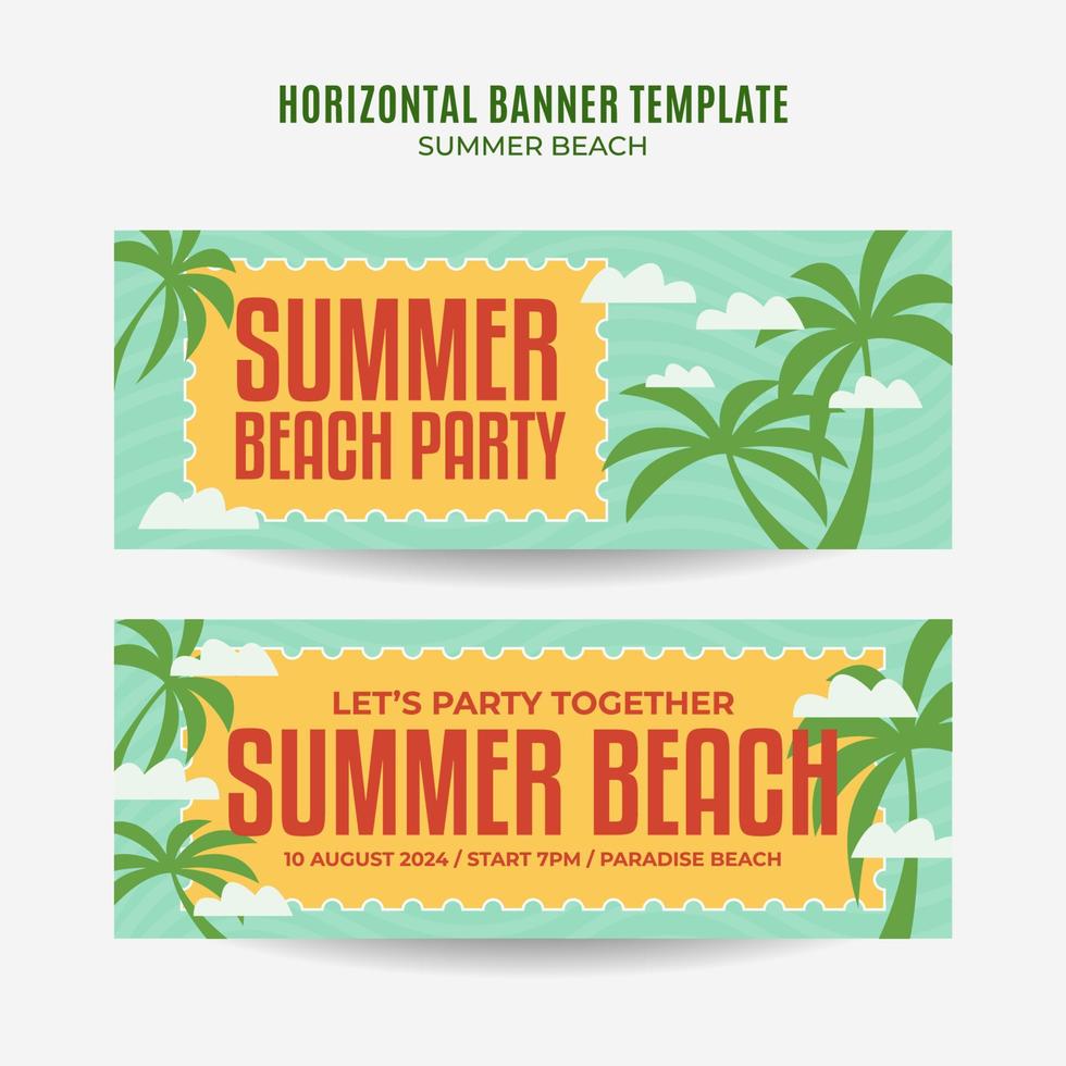 Summer Day - Beach Party Web Banner for Social Media Horizontal Poster, banner, space area and background vector