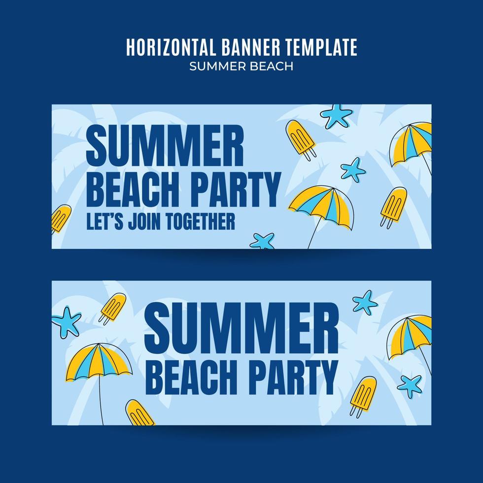 Summer Day - Beach Party Web Banner for Social Media Horizontal Poster, banner, space area and background vector