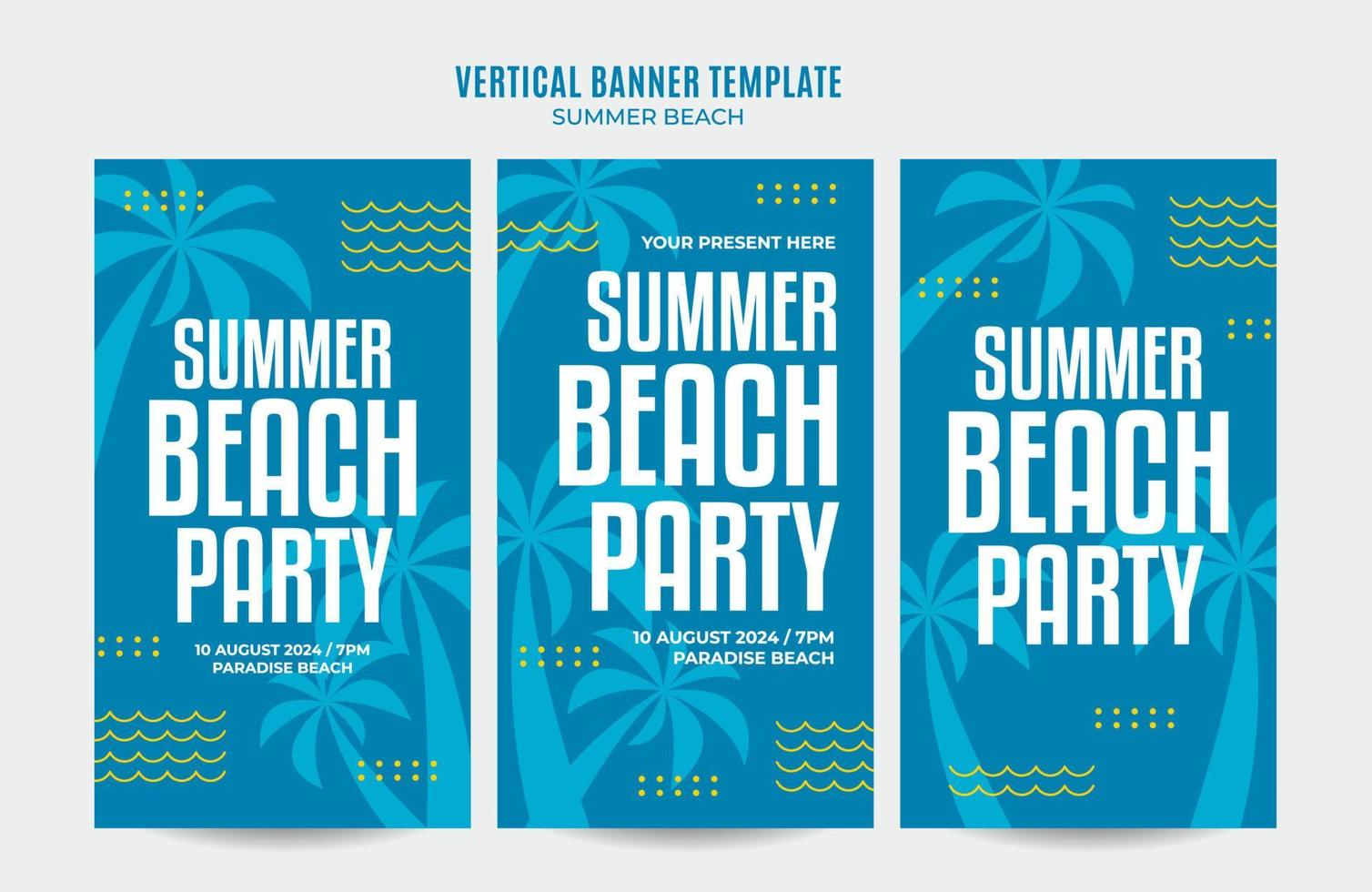 Summer Day - Beach Party Web Banner for Social Media Vertical Poster, banner, space area and background vector