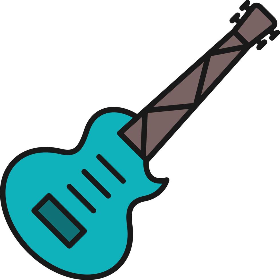 Electric Guitar Line Filled vector