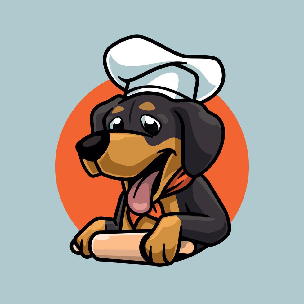 Friendly Little Puppy Chef Cartoon Logo Template vector