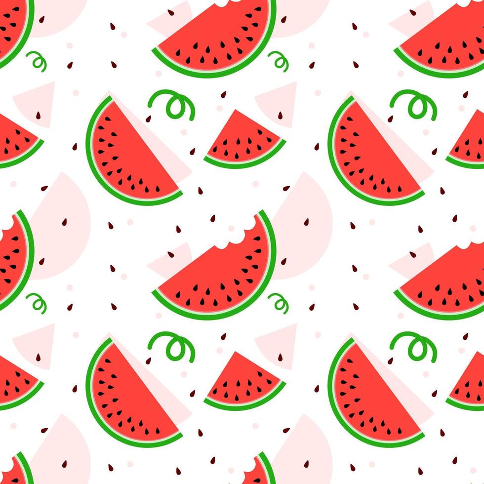 Seamless pattern of watermelon sliced on white background. vector