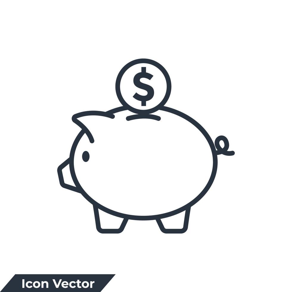 Icono de ahorro de dinero. piggy, dinero y pila de monedas, icono  empresarial aislado