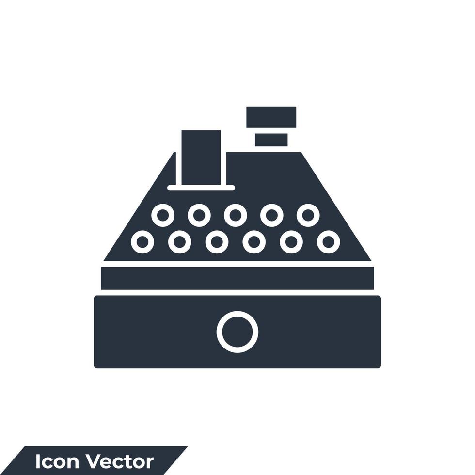 caja registradora icono logo vector ilustración. plantilla de símbolo de máquina de cajero para colección de diseño gráfico y web