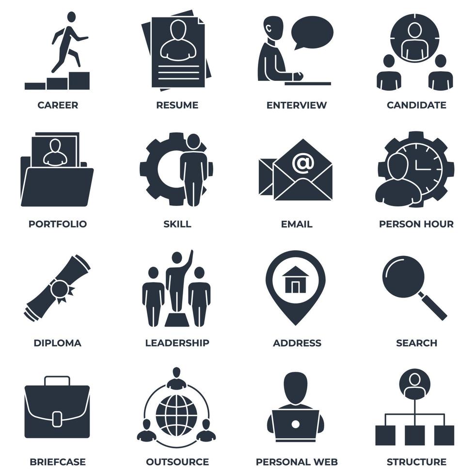 Set of Head Hunting career resume - Set Of Head Hunting Career Resume Enterview Candidate And More Icon Logo Illustration Recruiting Pack Symbol Template For Graphic And Web Design Collection Vector 