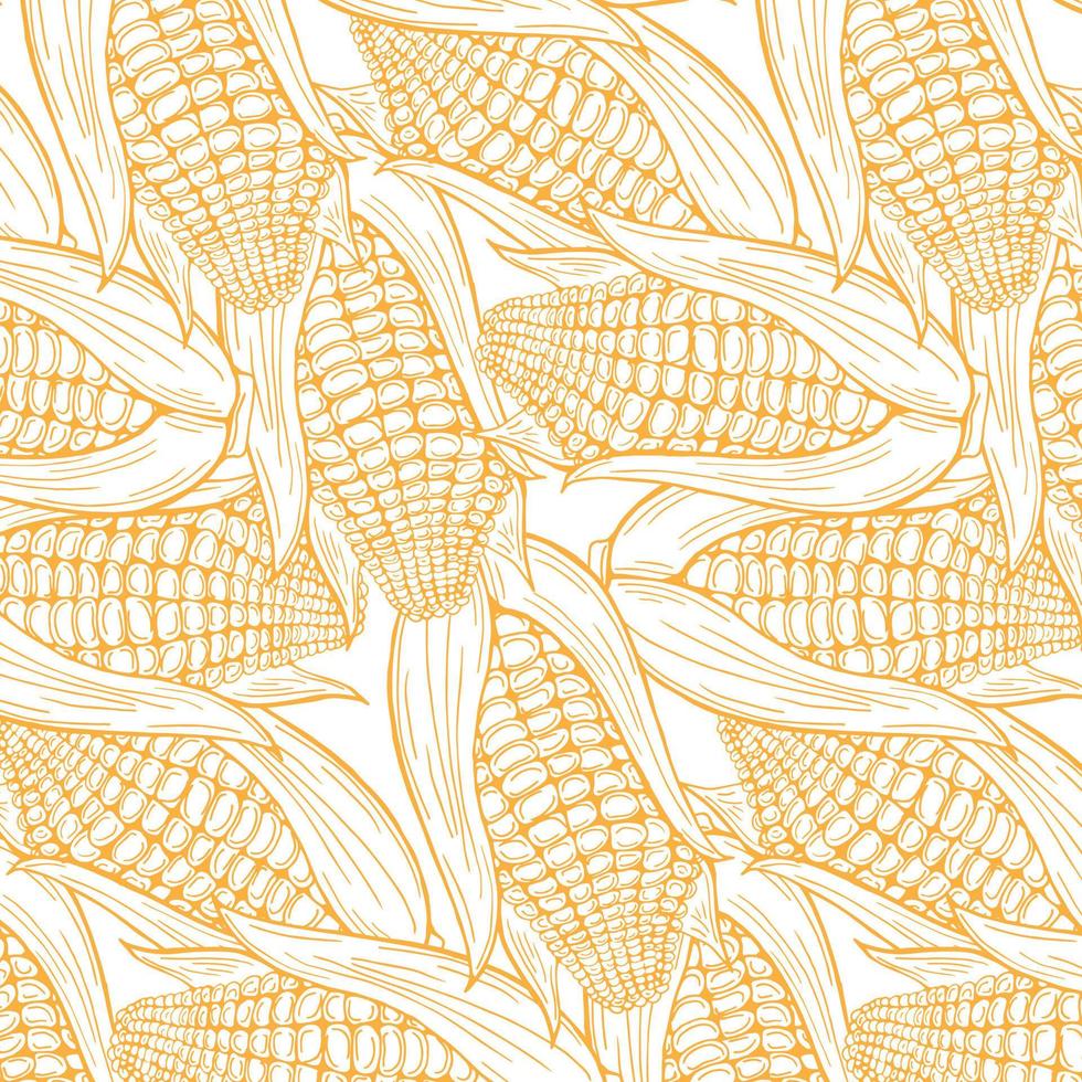 Corn graphic yellow color seamless pattern sketch illustration vector