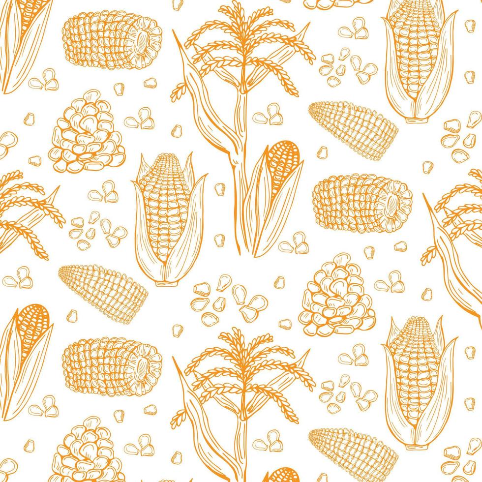 Corn graphic yellow color seamless pattern sketch illustration vector