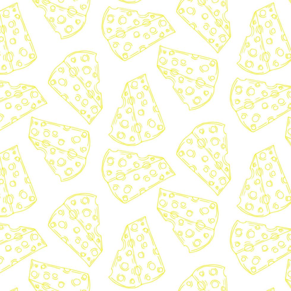 patrón impecable con la imagen de un trozo de queso en un estilo de boceto. comida naranja vintage. diseño para decoración, papel y textiles. vector