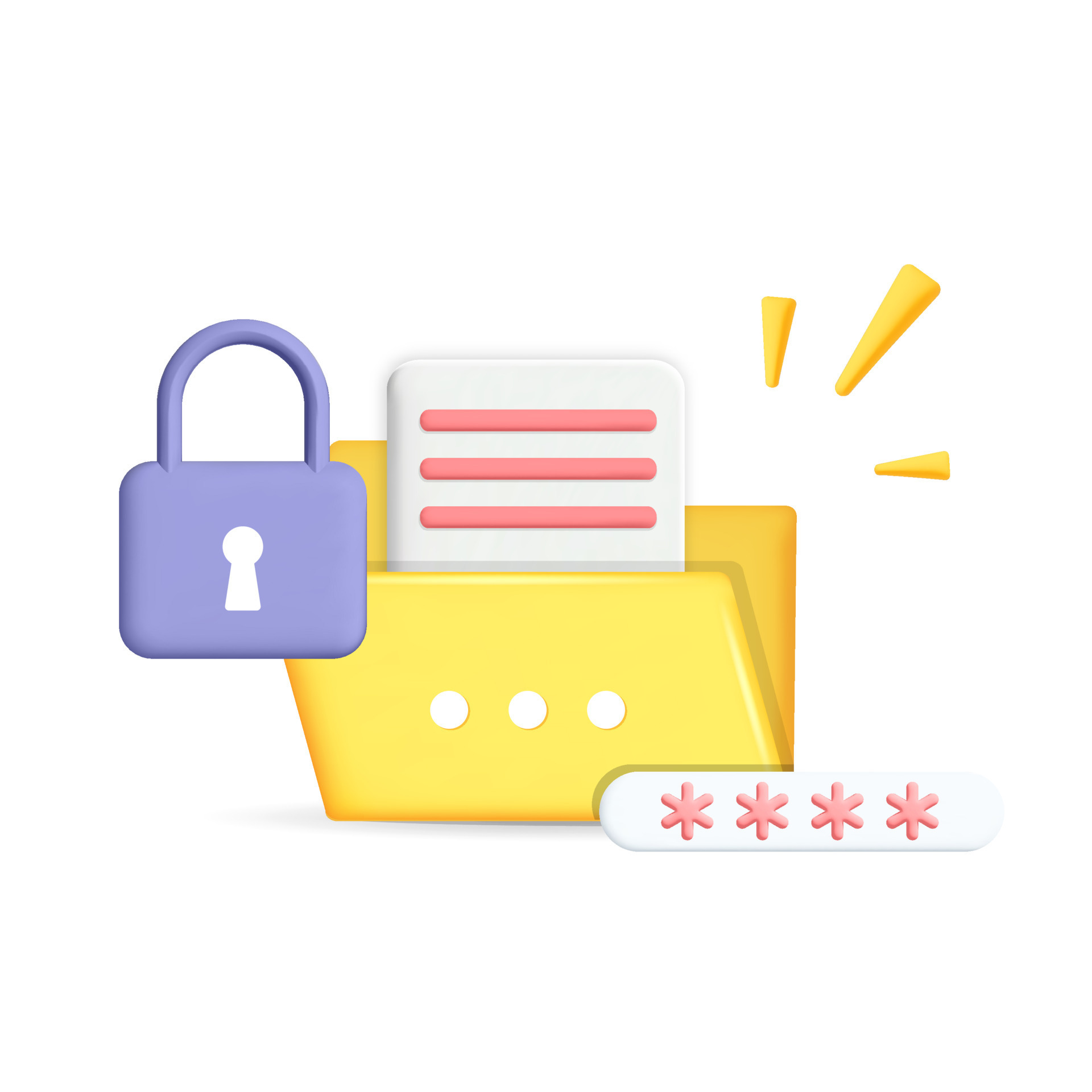 3d vector computer file folder protected with security password system