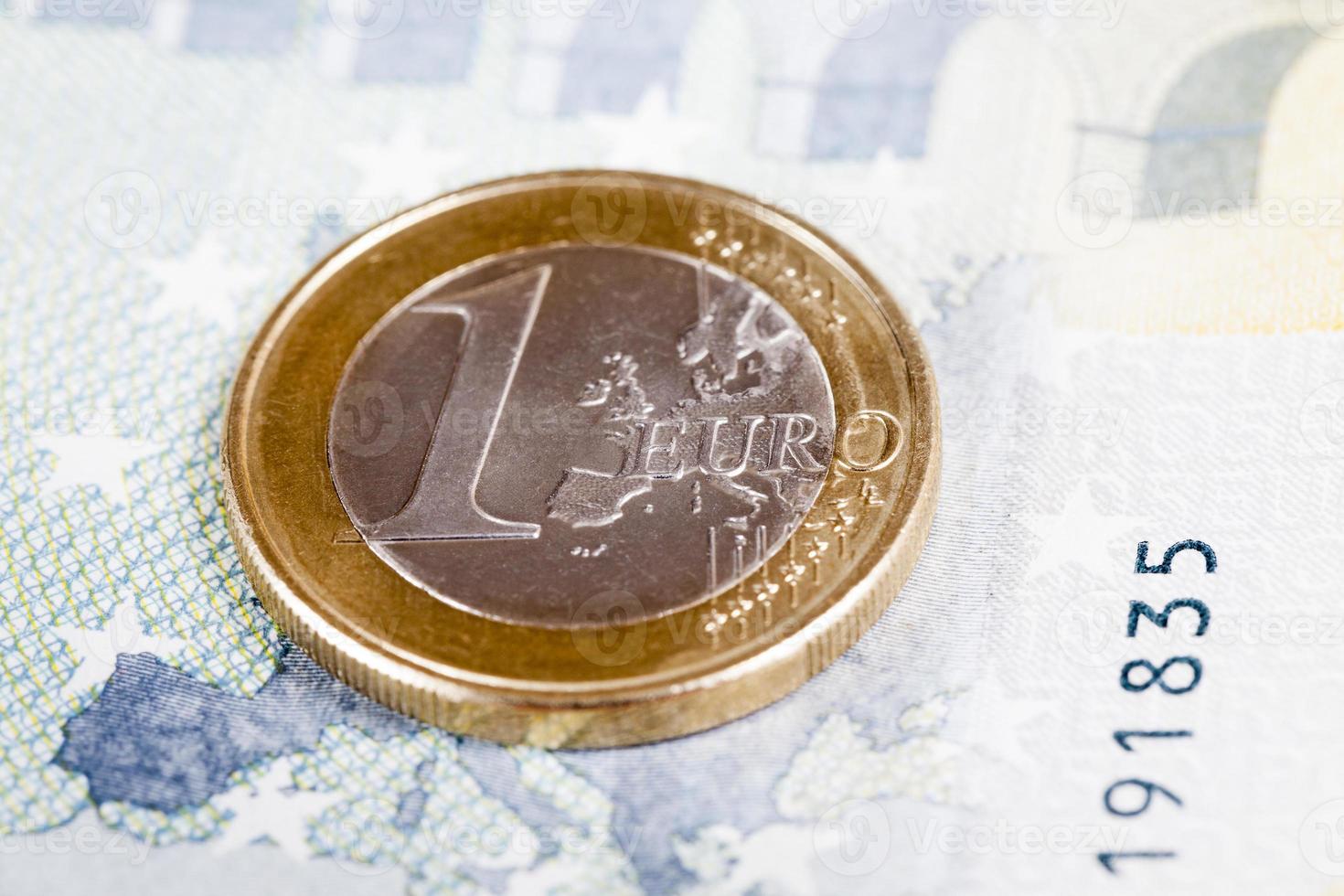 one euro, close up photo