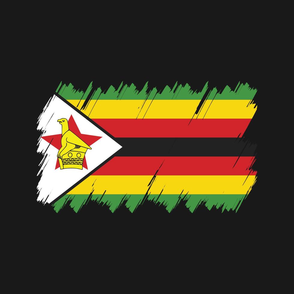 vector de pincel de bandera de zimbabwe. bandera nacional