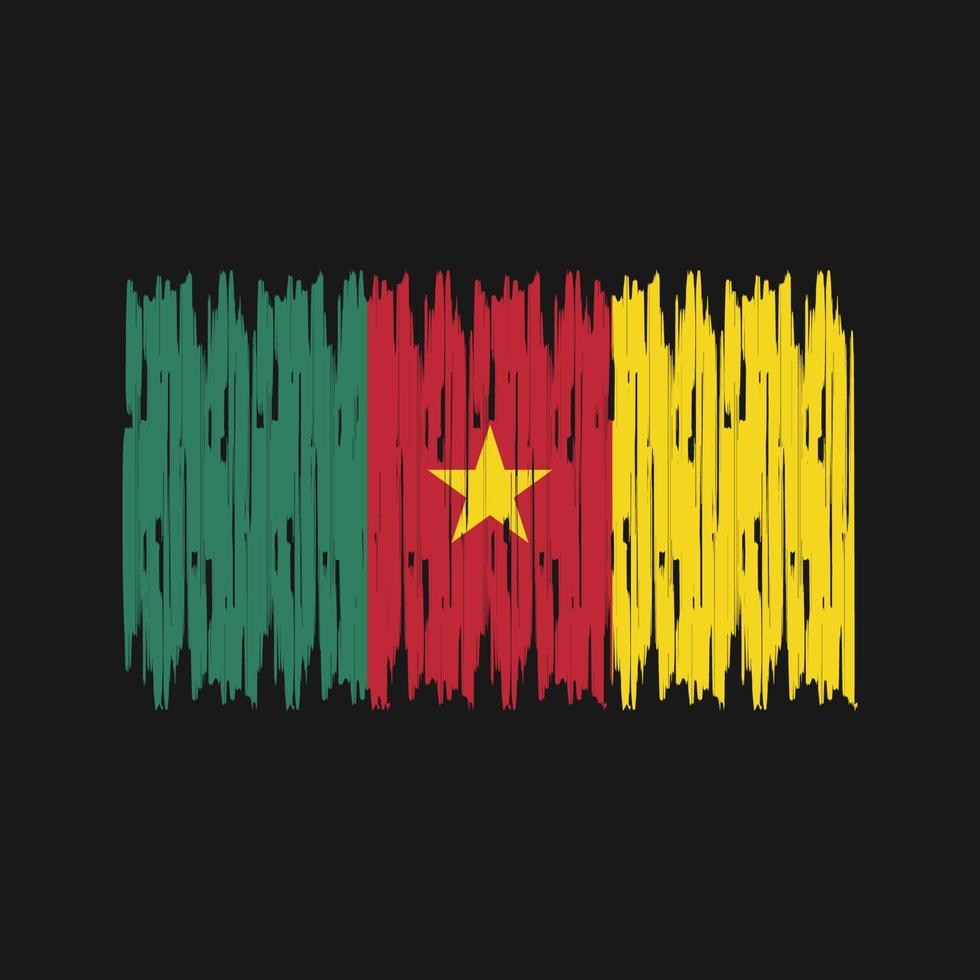 Cameroon Flag Brush Strokes. National Flag vector