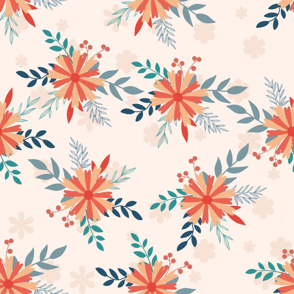 Floral seamless pattern Hand drawn colorful flowers Natural background with colorful painted flowers vector