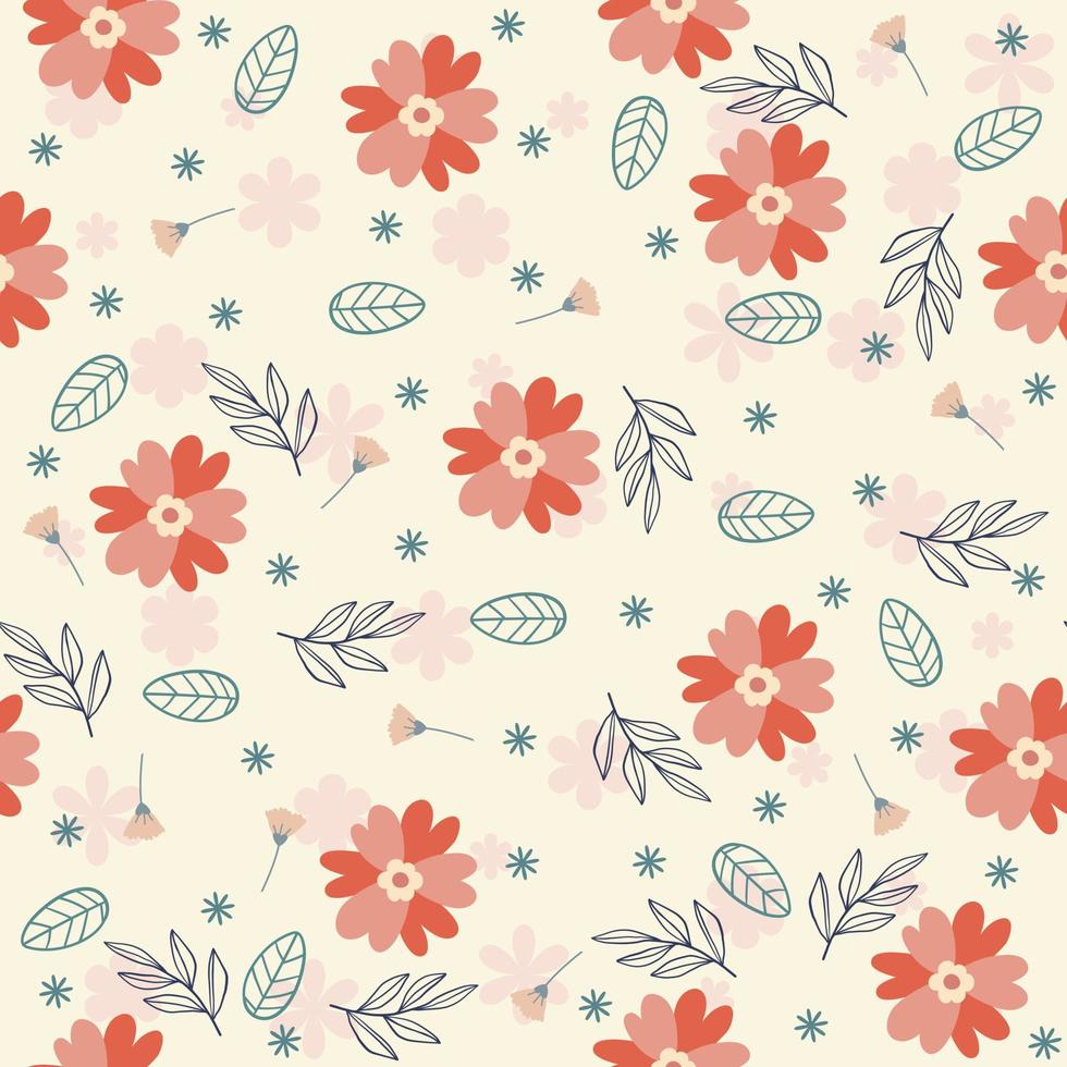 Floral seamless pattern Hand drawn colorful flowers Natural background with colorful painted flowers vector